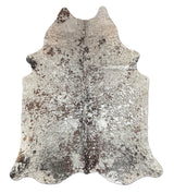metallic silver cowhide rug