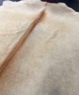 Close-up of a cowhide rug with natural patterns