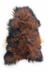 Natural brown and black Icelandic sheepskin rug – Copper Noir 01, 46 inches
