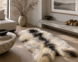 Luxury long wool Icelandic sheepskin rug styled in modern living room