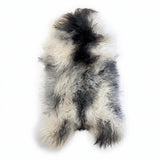 Natural gray Icelandic sheepskin rug in white silver and charcoal – Arctic Drift 03, 43 inches