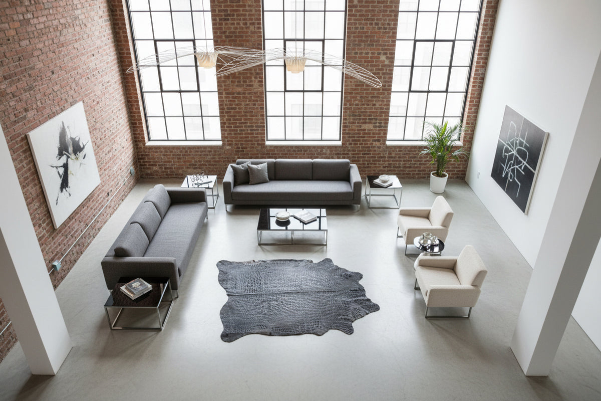 Black crocodile skin cowhide in modern loft