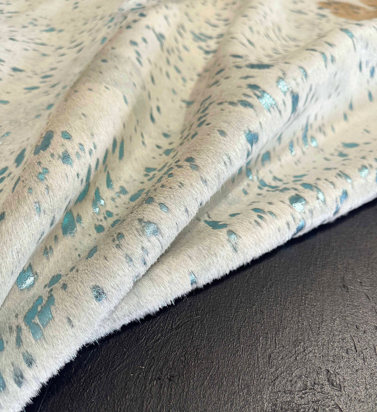 metallic blue cowhide