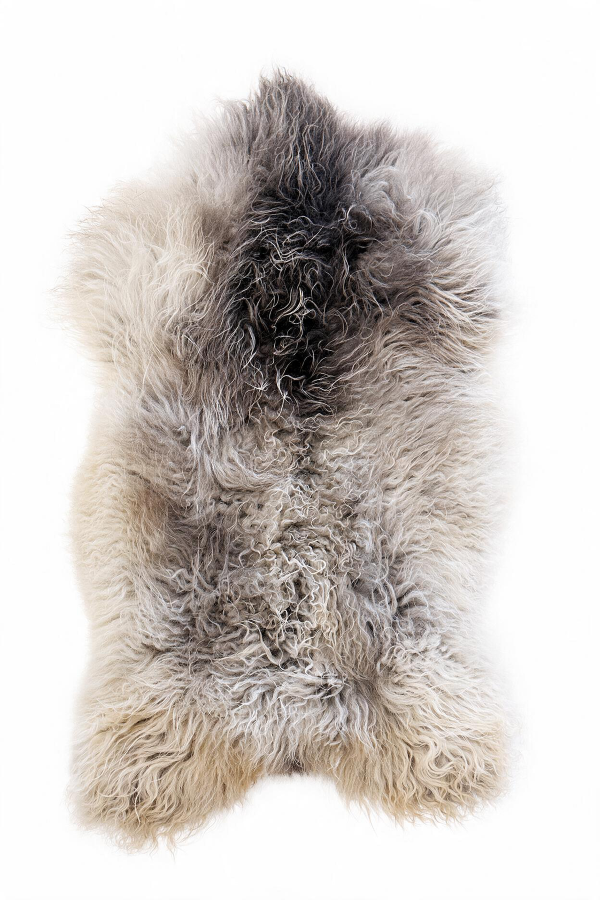 Natural Melerade sheepskin rug in ivory, gray and charcoal – Alpine Mist 01
