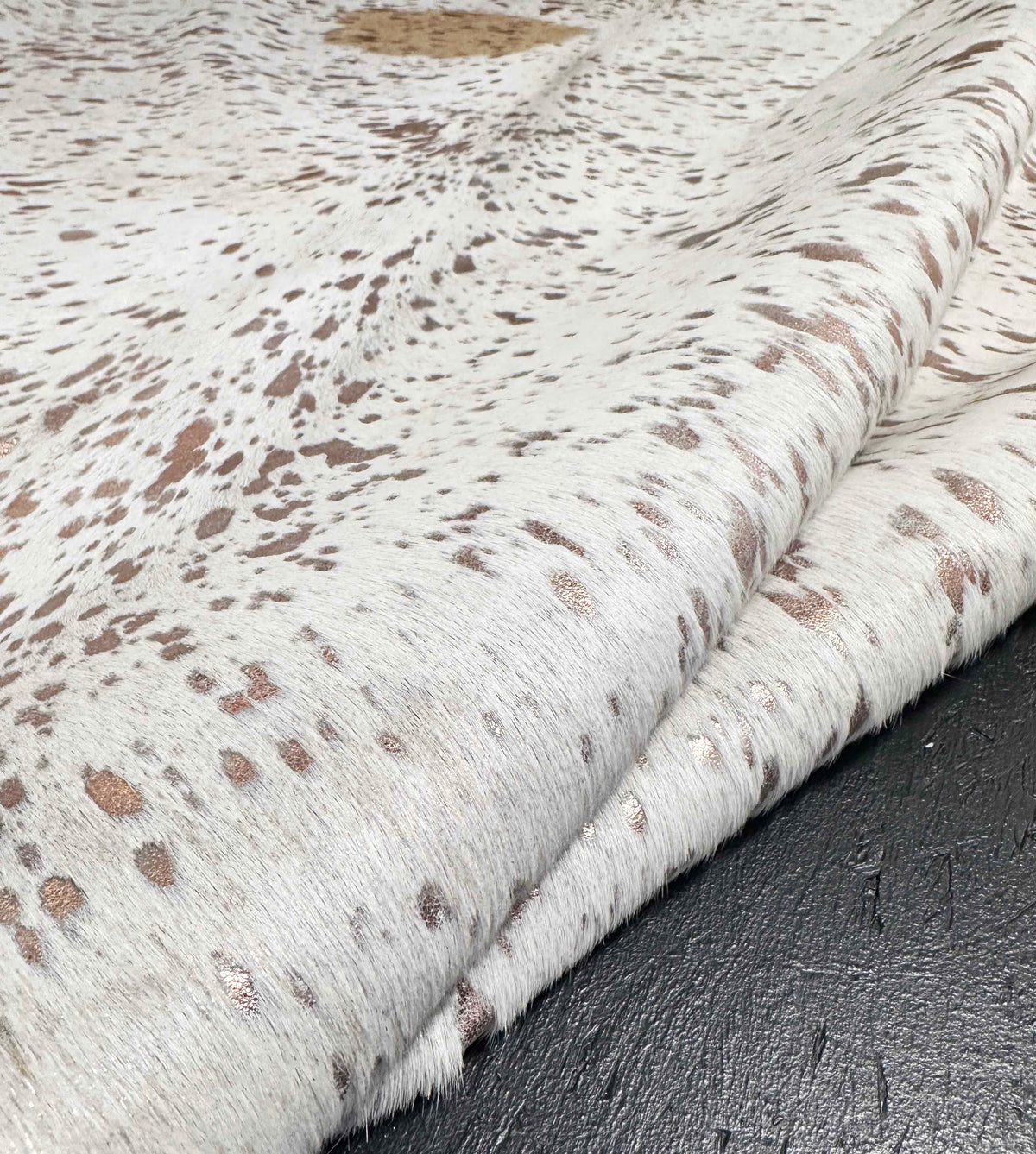 metallic gold cowhide rug