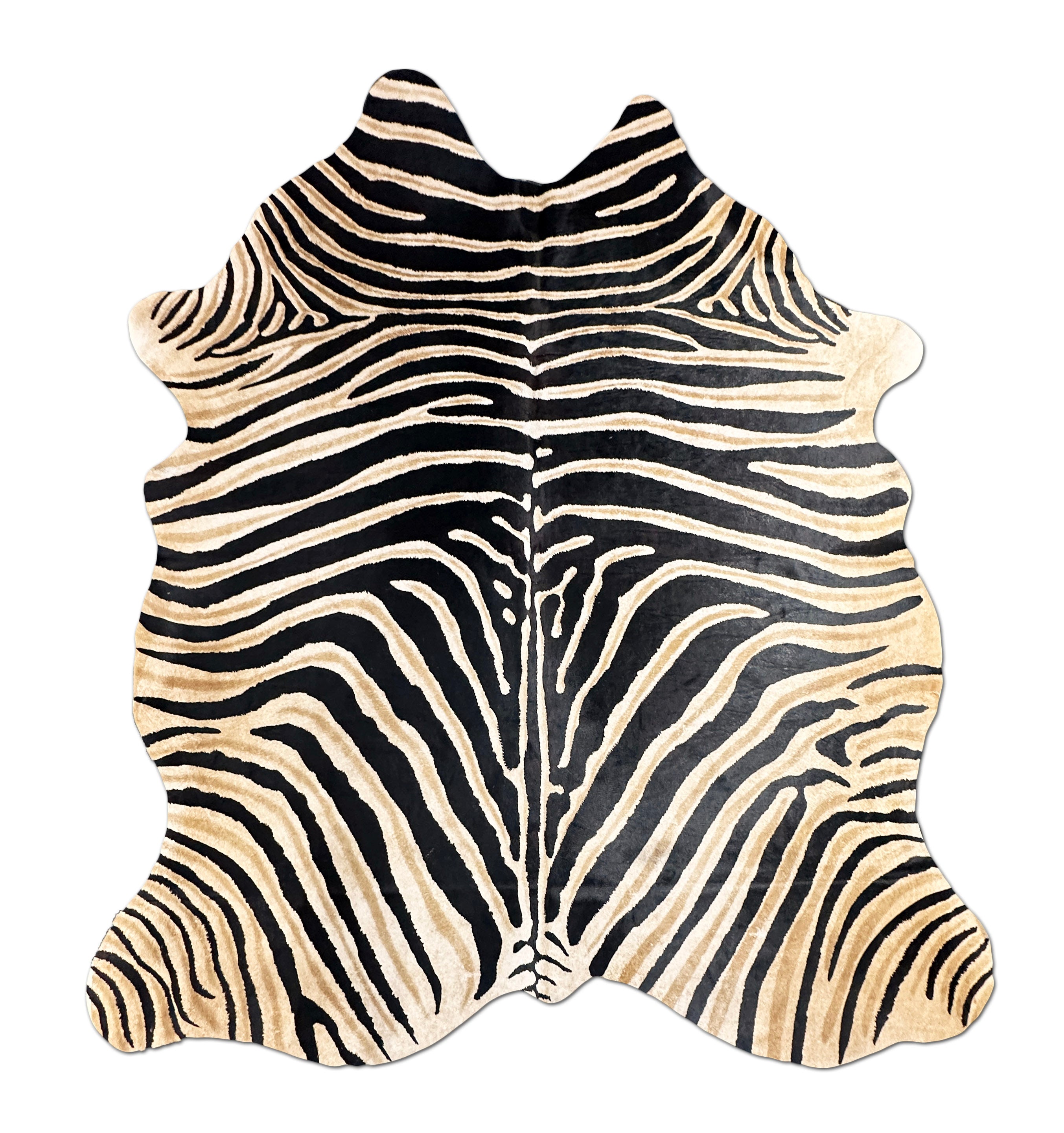 Stenciled Brown Black Zebra On White Cowhide Fur Rug – Furug