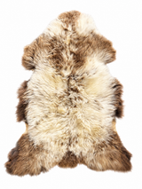 Cotswold Vale UK sheepskin rug in ivory and brown tones