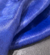 close up of blue cowhide fur texture
