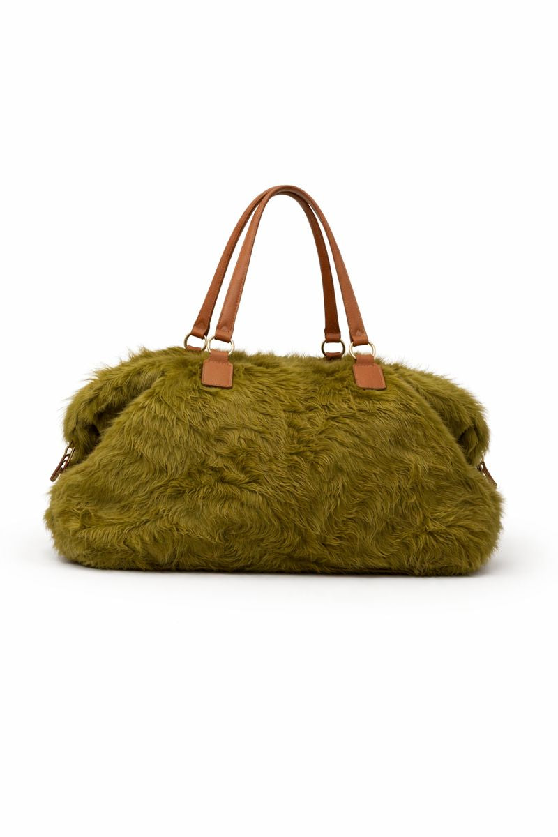 Cowhide Weekender Bag - Moss Green