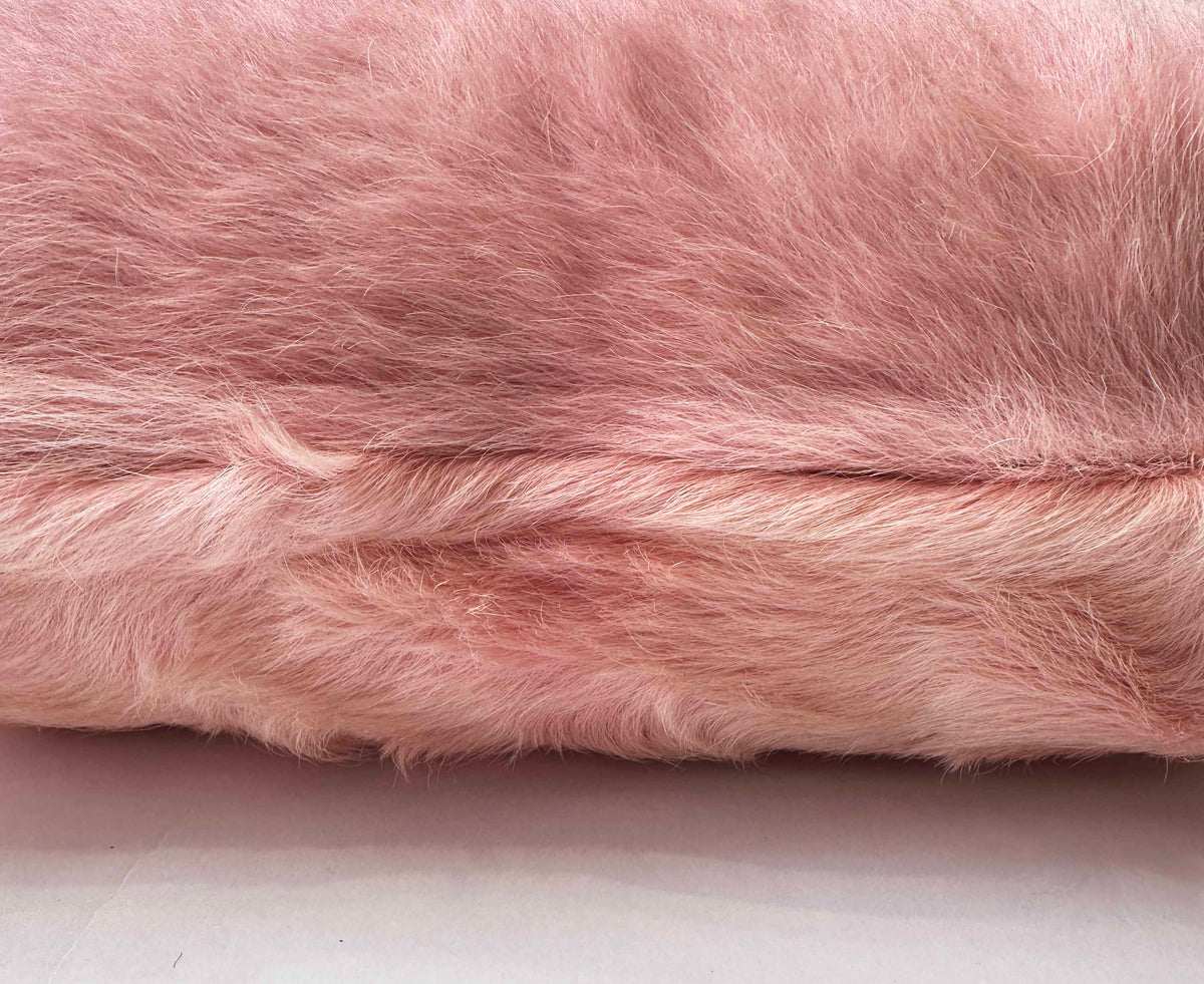 enchant pink cowhide pillow detail with hidden zipper closure