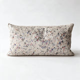Iridescent cowhide lumbar pillow in 12 x 24 size with multicolor finish
