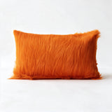 Valencia orange cowhide lumbar pillow in 12 x 20 size