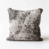 Serigraph zebra cowhide pillow in natural gray Brazilian hair-on-hide