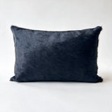 Deep gray-blue cowhide back of snake stitched cowhide pillow