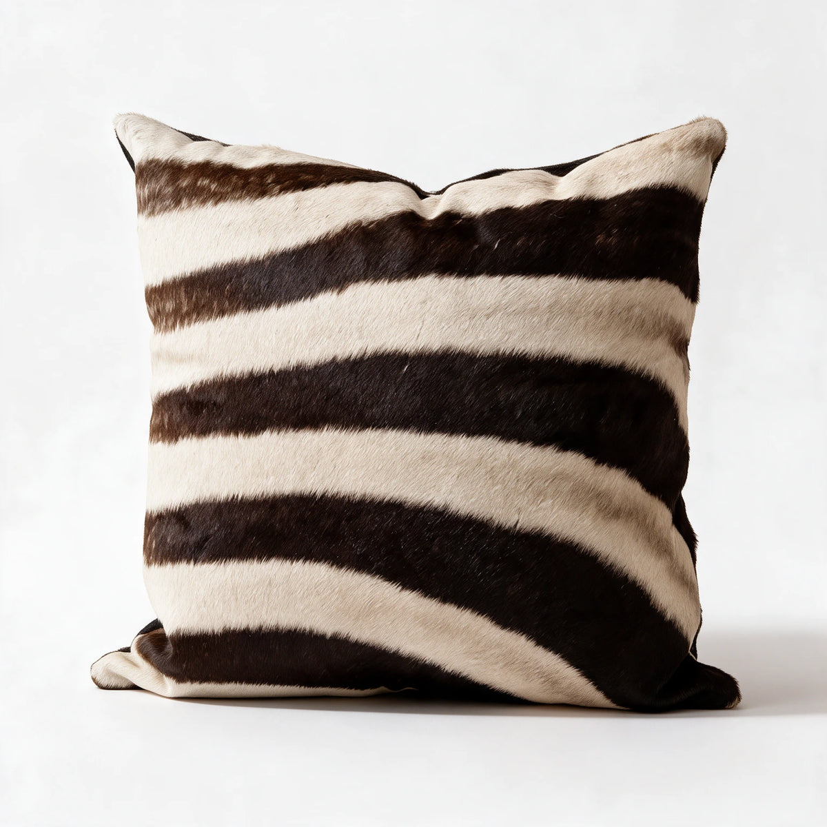 Authentic zebra hide pillow in 18 x 18 square size
