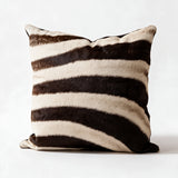 Authentic zebra hide pillow in 18 x 18 square size