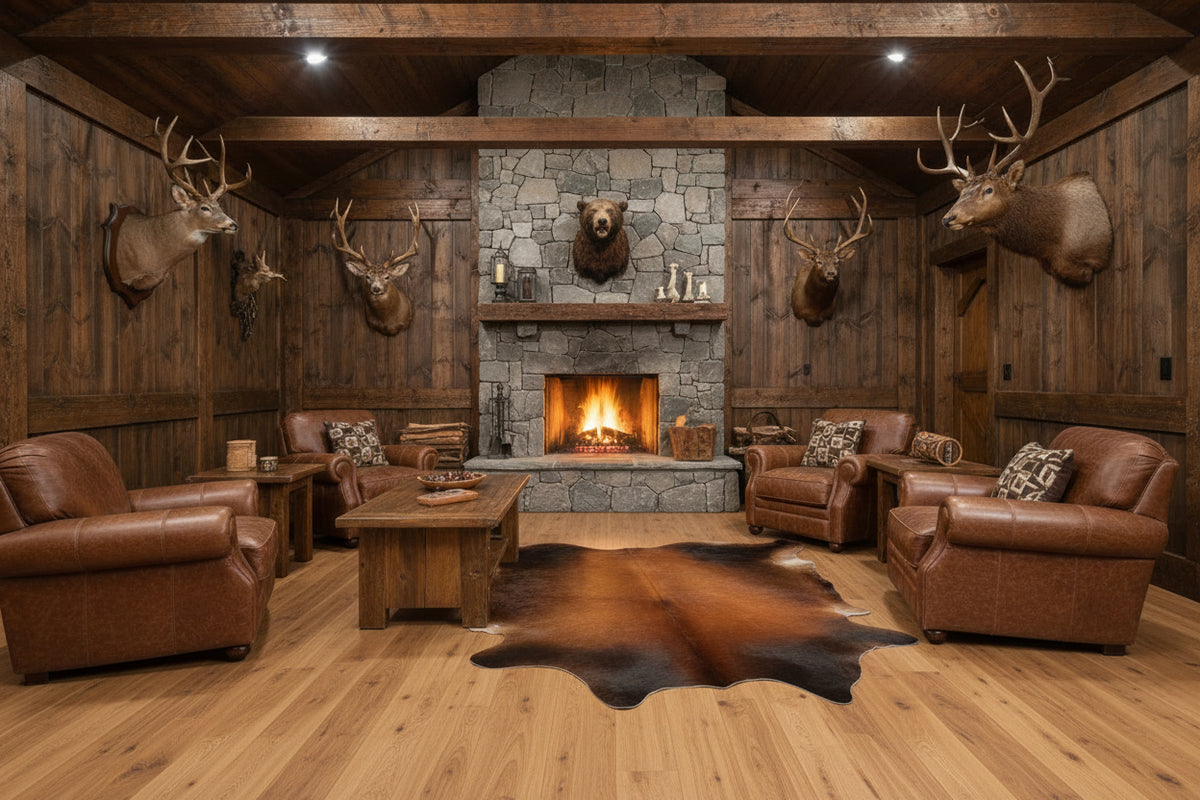Black Brown Cowhide Rug