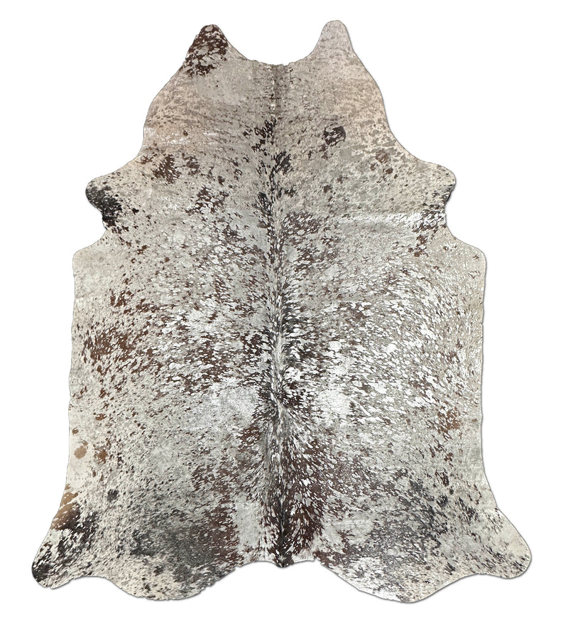 metallic silver cowhide rug