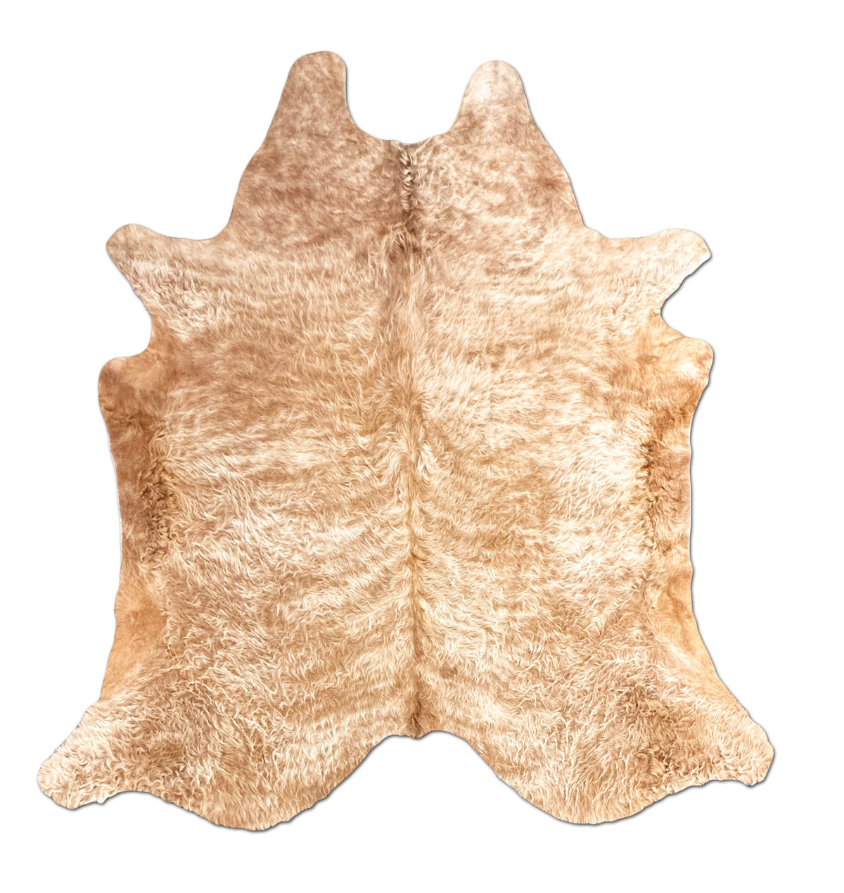 Beige cowhide rug on a white background
