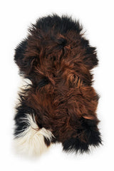 Natural brown black and ivory Icelandic sheepskin rug – Copper Noir 02, 47 inches
