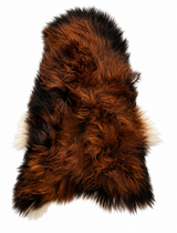 Ember Fjord Icelandic sheepskin rug in rust and charcoal tones