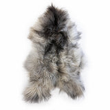 Natural gray Icelandic sheepskin rug in silver and charcoal – Arctic Drift 01, 44 inches
