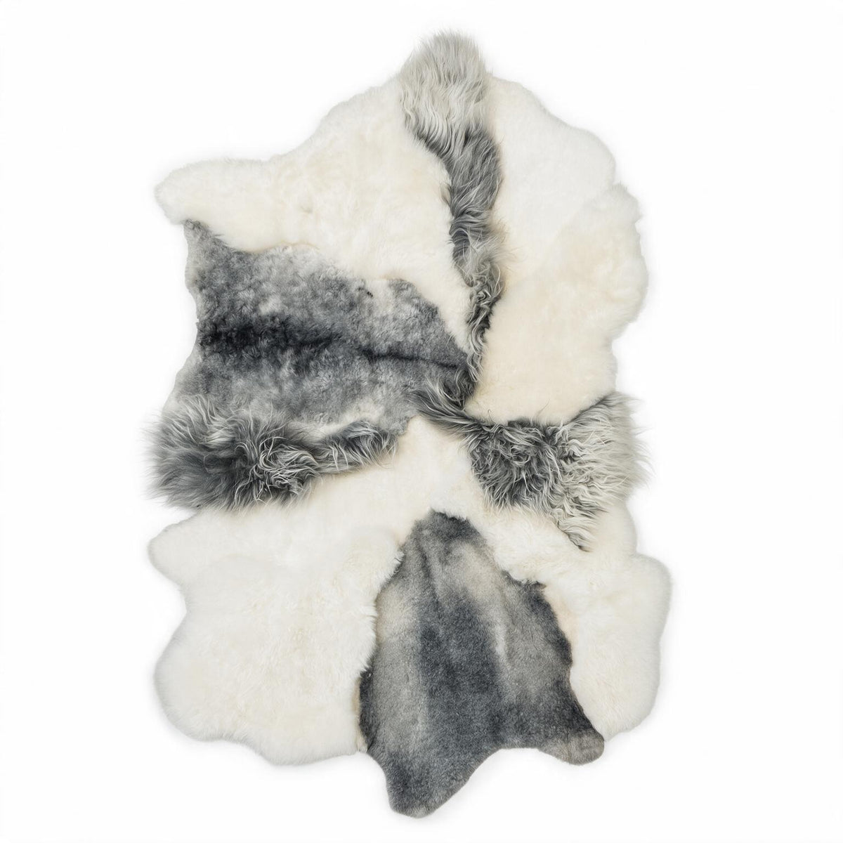 Natural gray and white multi-pelt Icelandic sheepskin rug