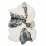 Natural gray and white multi-pelt Icelandic sheepskin rug