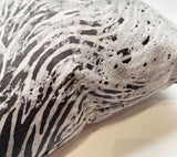 Close-up of serigraph zebra cowhide showing hair and printed hide texture