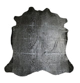 laser crocodile black cowhide rug