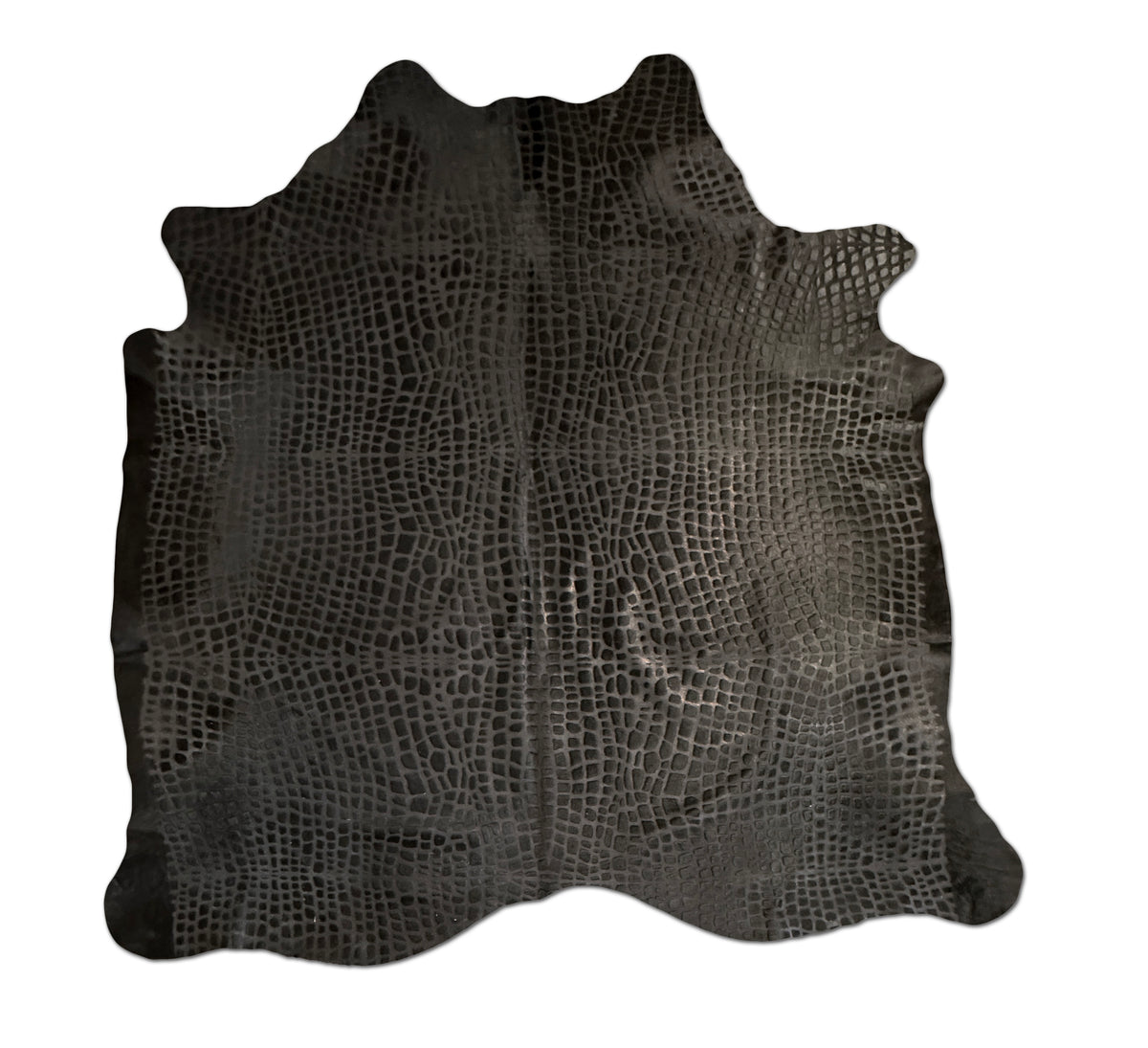Black crocodile skin hide on a white background