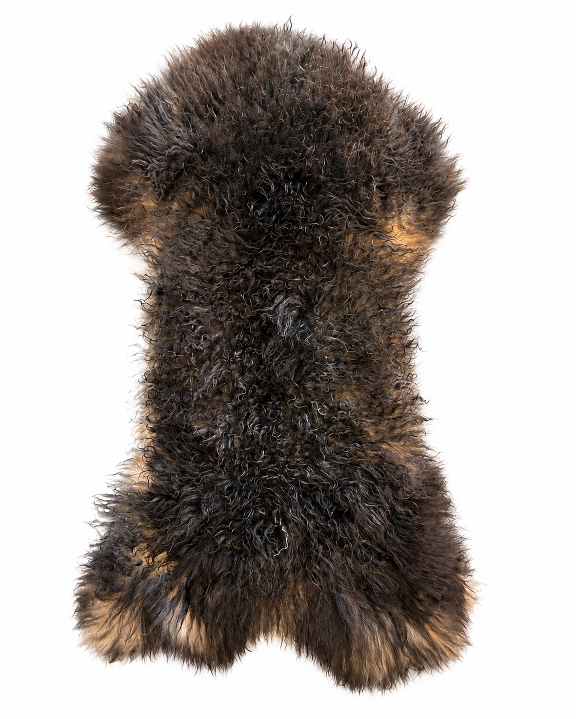 Shadow Ridge Melerade sheepskin rug in charcoal and brown tones