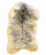 Alpine Mist Melerade sheepskin rug in natural ivory and gray tones
