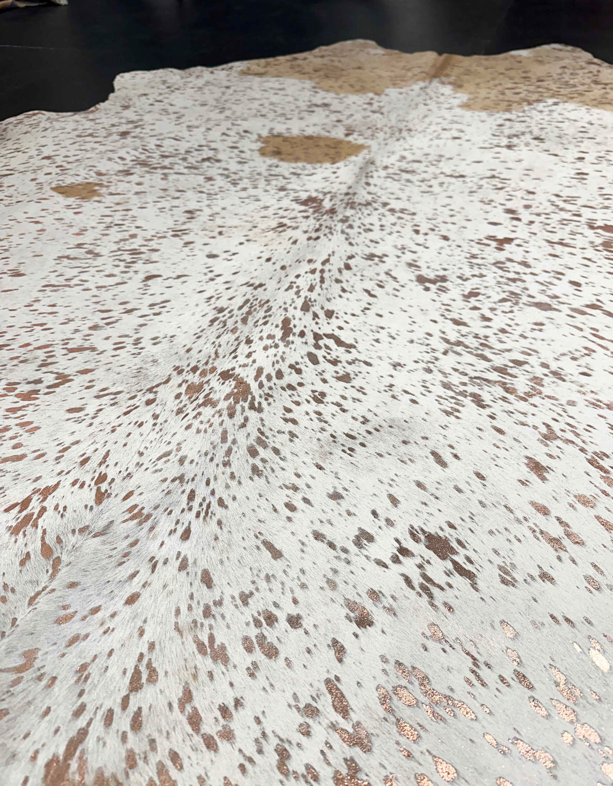 metallic gold cowhide rug