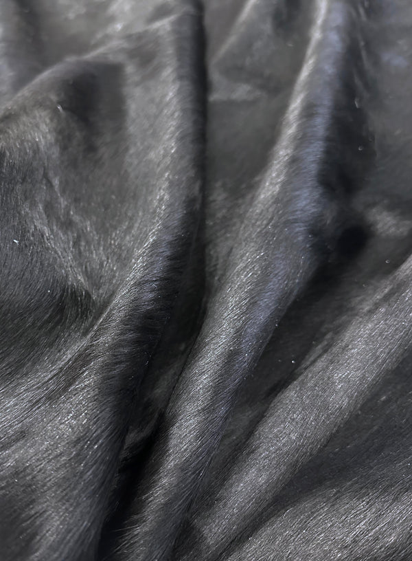 Close-up of cowhide rug with visible texture