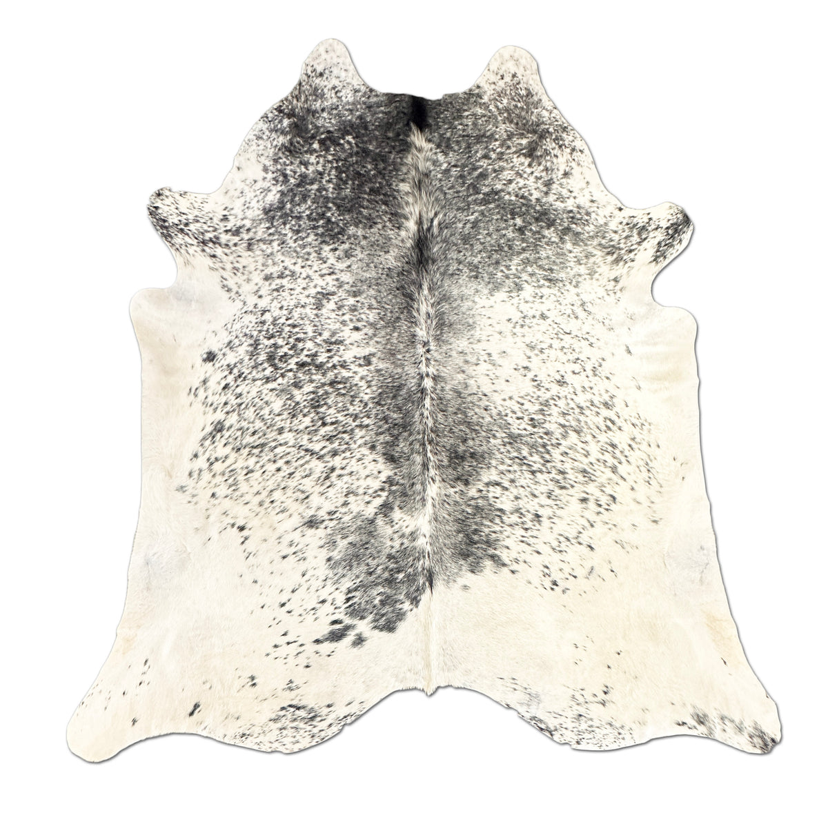 Spotted cowhide rug on a white background
