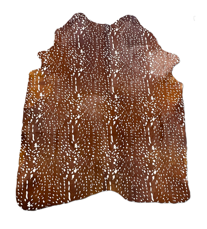 stenciled axis deer cowhide rug