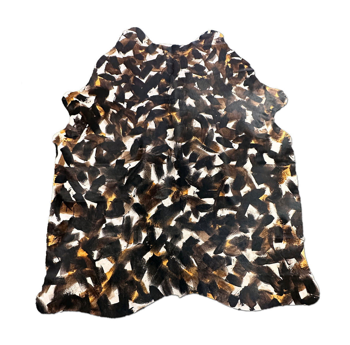 stenciled black cowhide rug