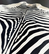 stenciled zebra cowhide rug
