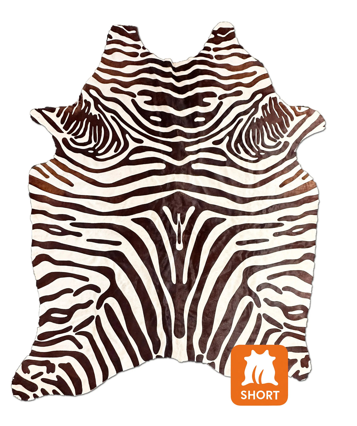 stenciled zebra cowhide rug