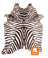 stenciled zebra cowhide rug