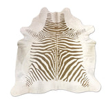 stenciled green zebra cowhide rug