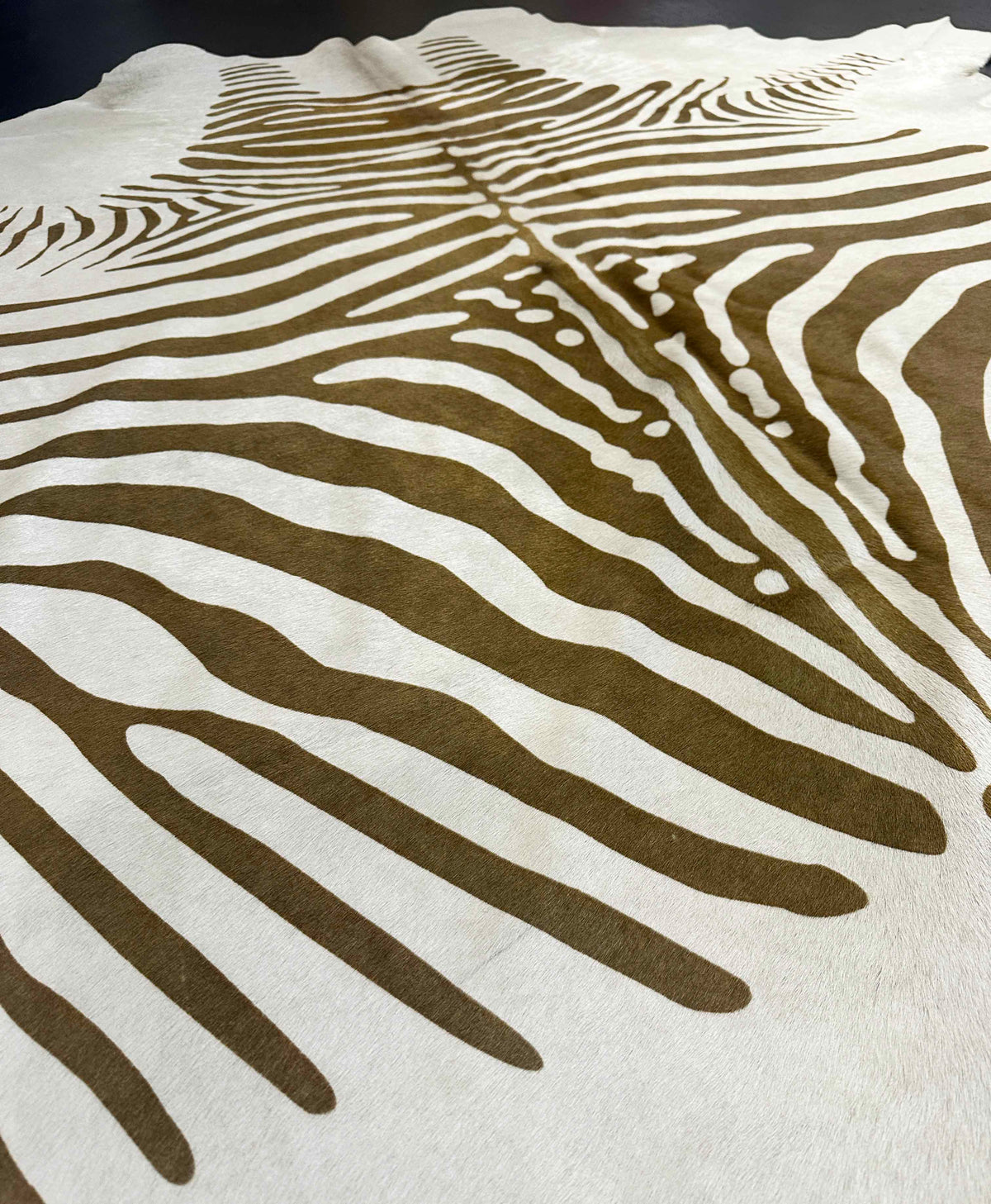 stenciled green zebra cowhide rug