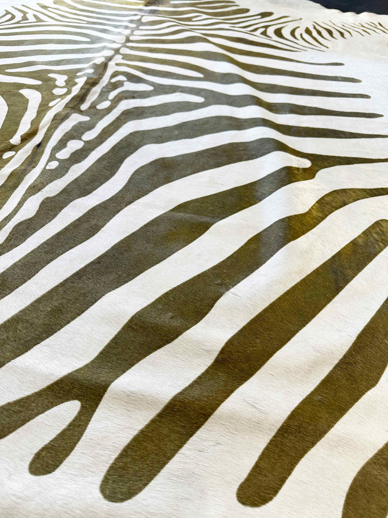 green zebra cowhide rug