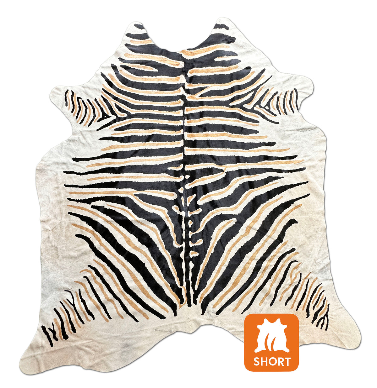 stenciled zebra cowhide rug