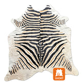 stenciled zebra cowhide rug