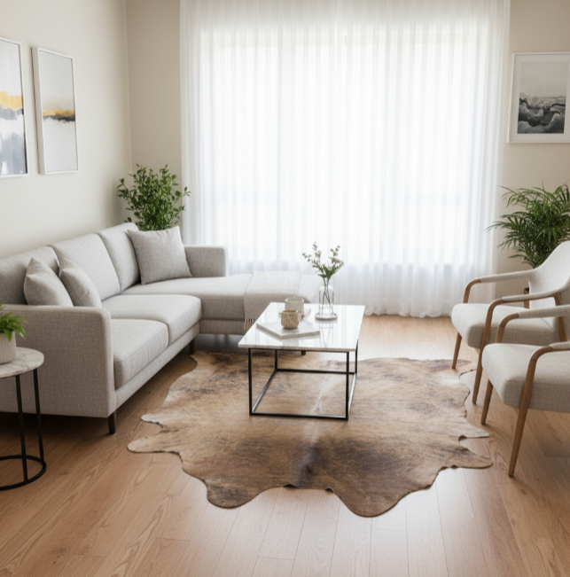 brown brindle cowhide rug