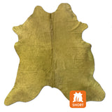 dyed green cowhide rug