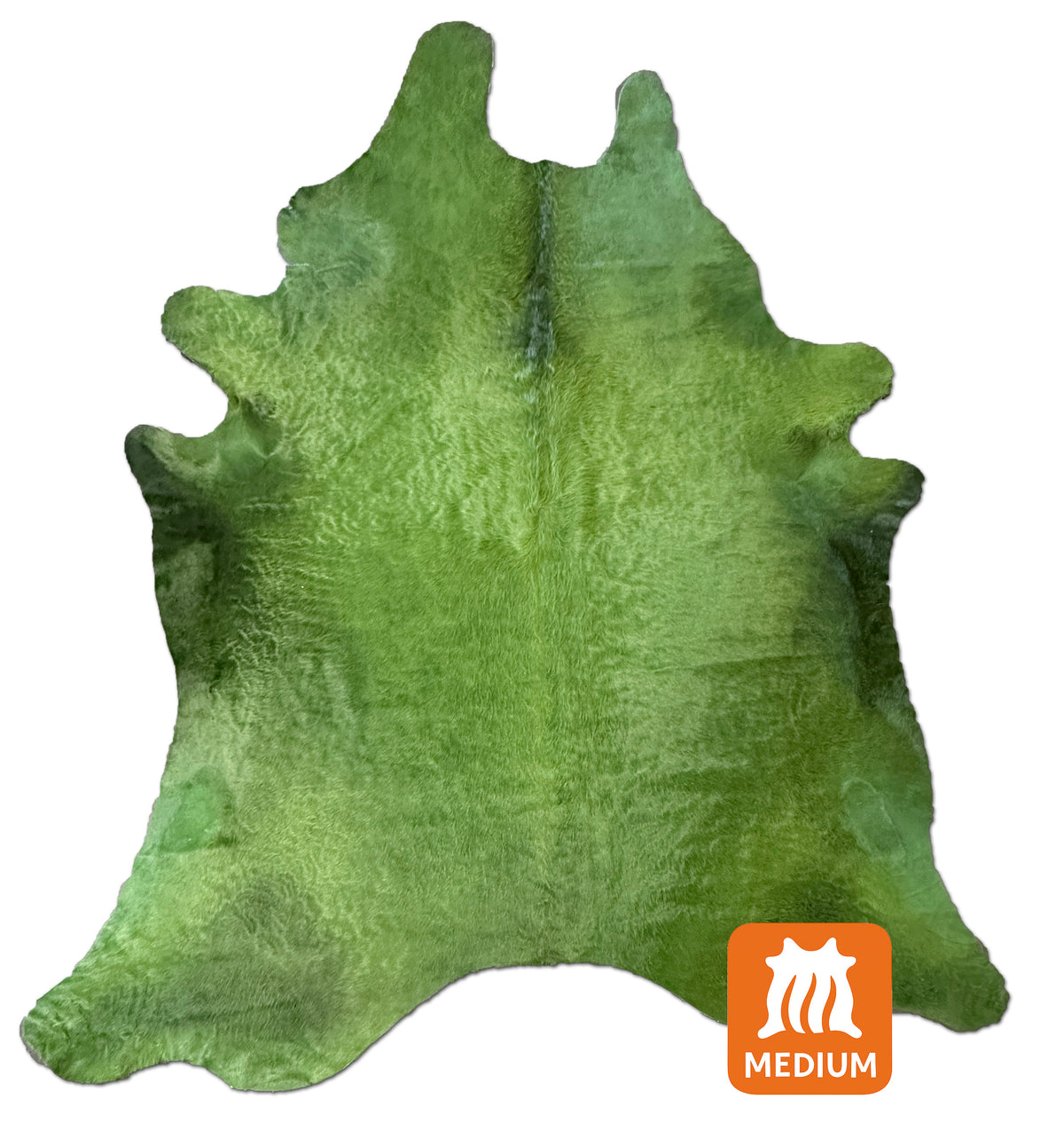 dyed green cowhide rug