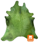 dyed green cowhide rug